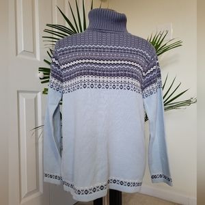 Fair Isle Style Turtleneck Sweater